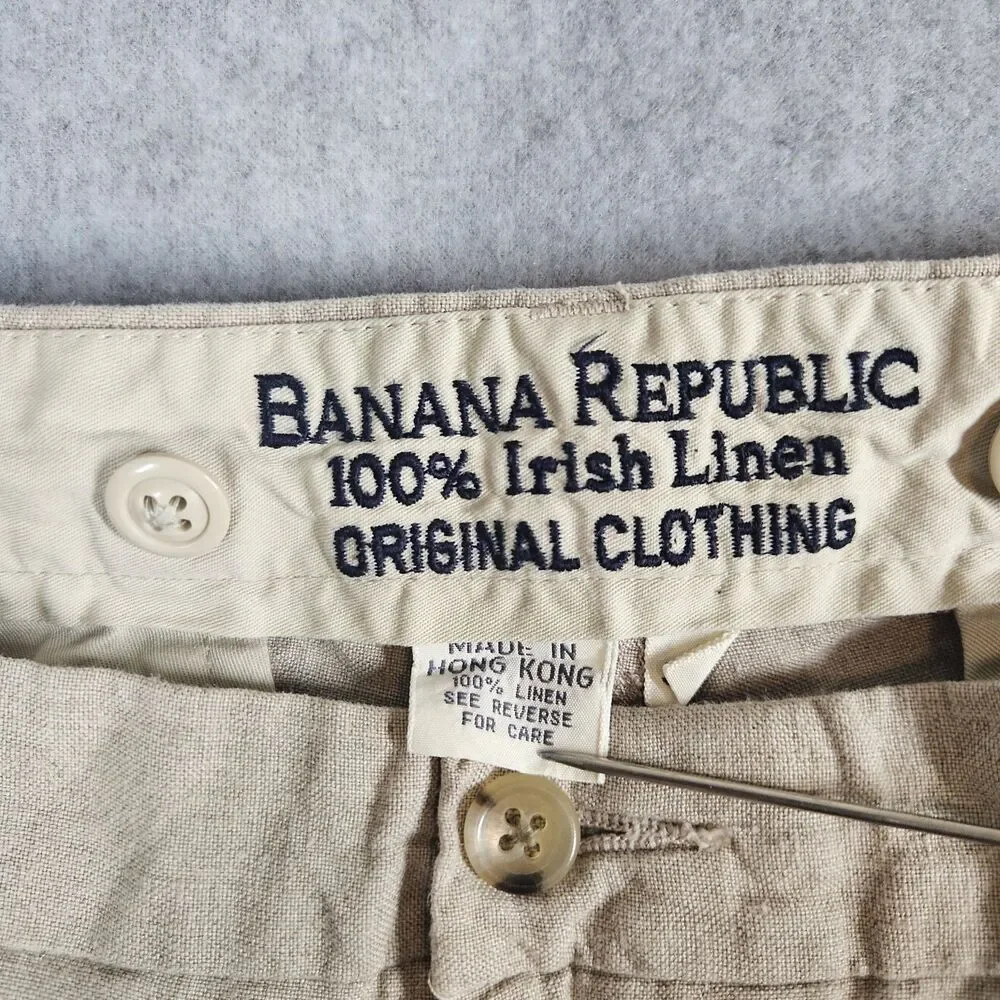 Banana Republic 100% Linen Men Beige Linen Trousers Pants Vintage 38L 36x30